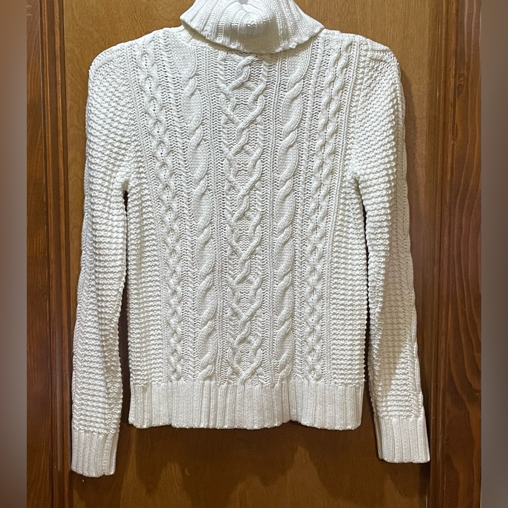 Ralph Lauren Jeans Co LRL Cable Knit Cowl Neck Chunky Fisherman Sweater, Sz M